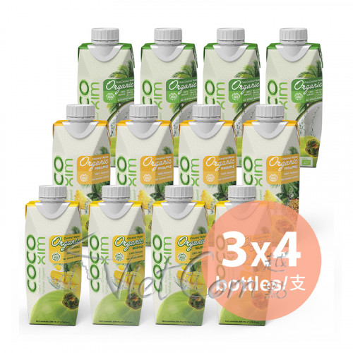 CocoXim - Organic Coconut Water + Pineapple Juice + Mango Juice 【Mixed Case 4 pcs each】