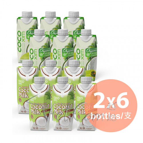 CocoXim - Organic Coconut Water + Coconut Milk Original 【Mixed Case 6 pcs each】